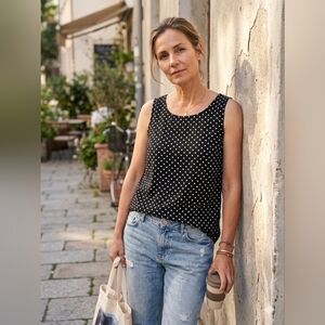 Chico's Black and White Polka Dot Sleeveless Top